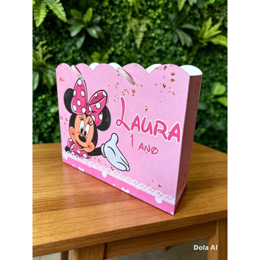 Sacolinha Personalizada tema Minnie Rosa – Lembrancinha de Aniversário Infantil