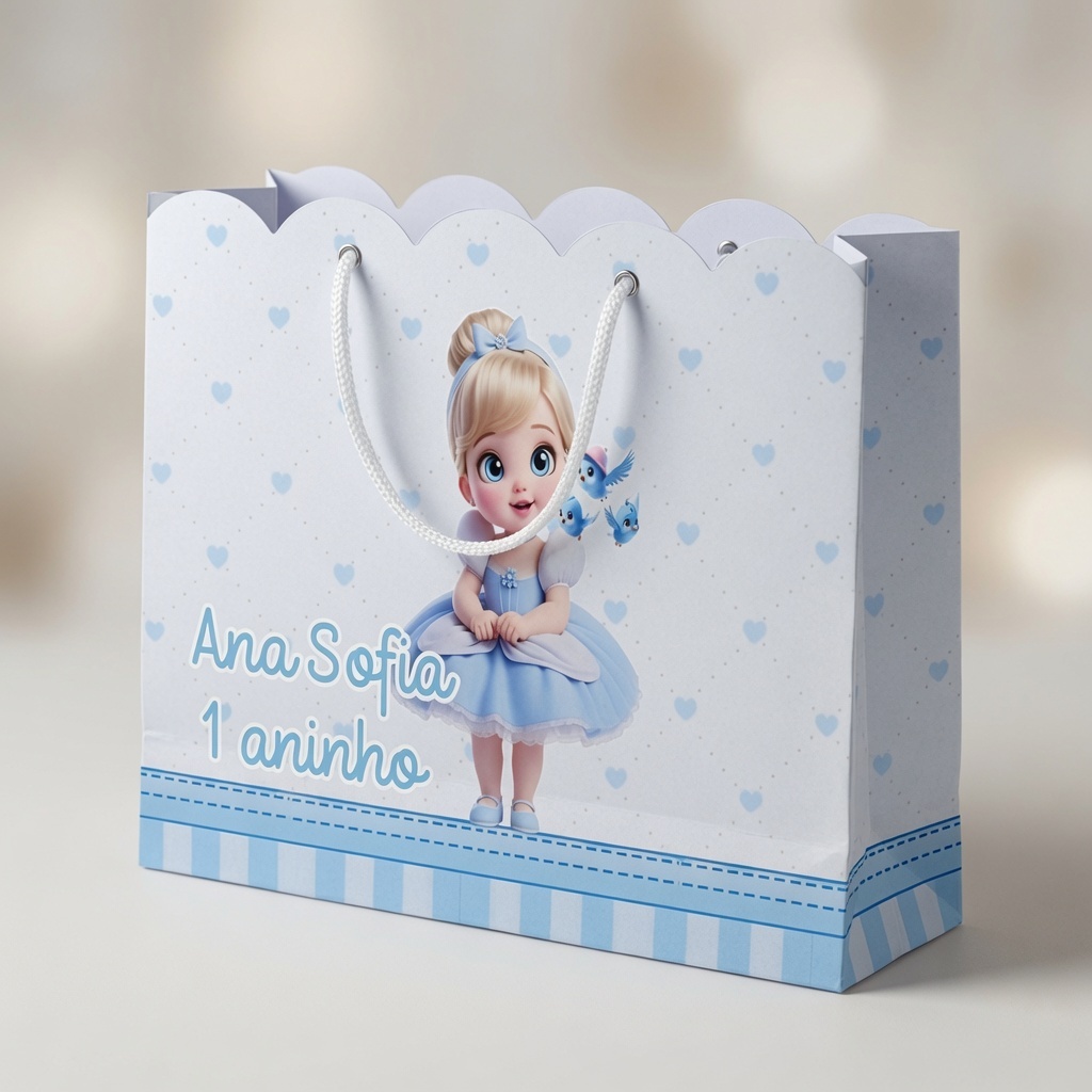 SACOLINHA PERSONALIZADA CINDERELA BABY-PEGUE E MONTE