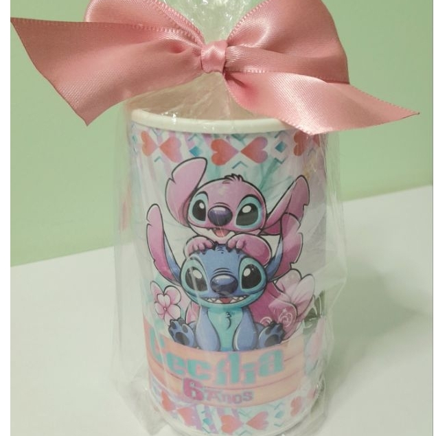 Cofrinho Personalizado +laço + embalagem STITCH |  Lembrancinha Festa Infantil | FAZEMOS TODOS OS TEMAS