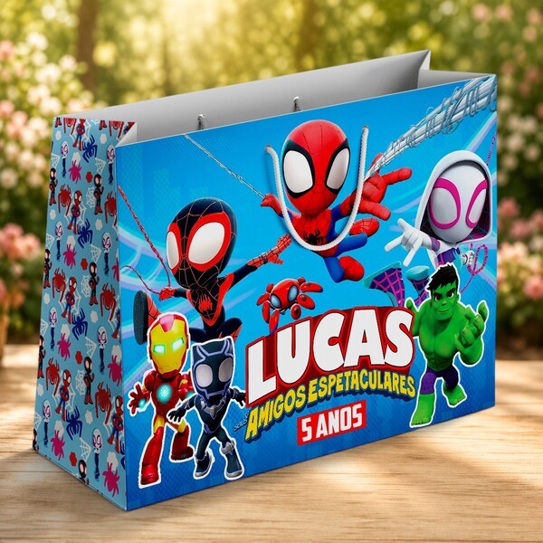 Sacolinha Personalizada Spidey Amigos Espetaculares Lembrancinha Festa Infantil