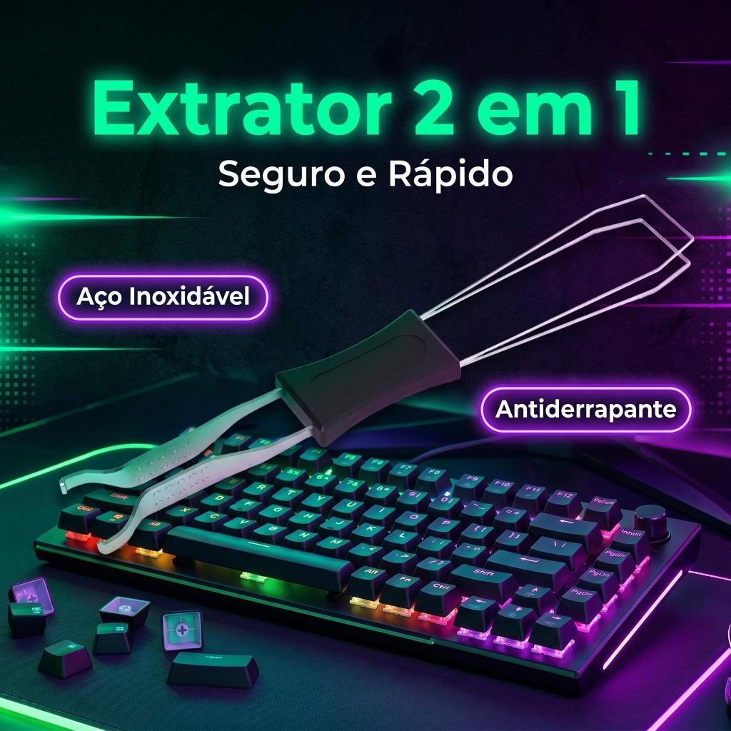 Removedor 2 em 1 Extrair Keycaps e Switches Teclado Mecânico Gamer