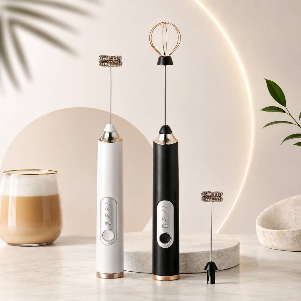 Batedor Misturador Elétrico Mixer para Bebidas Leite Café  Suco Vitamina Fitness Clara de Ovo 2 em 1