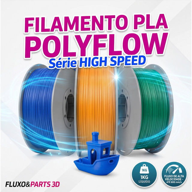 Filamento PLA Sólido High Speed Polyflow - Filamento para Impressora 3D