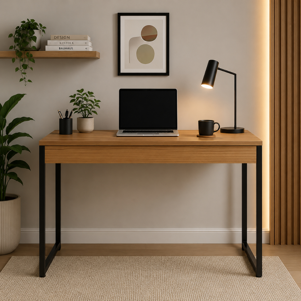 Mesa Escrivaninha Estilo Industrial 90cm Escritório Home Aparador Estudo Multiuso Pés Cores Variadas