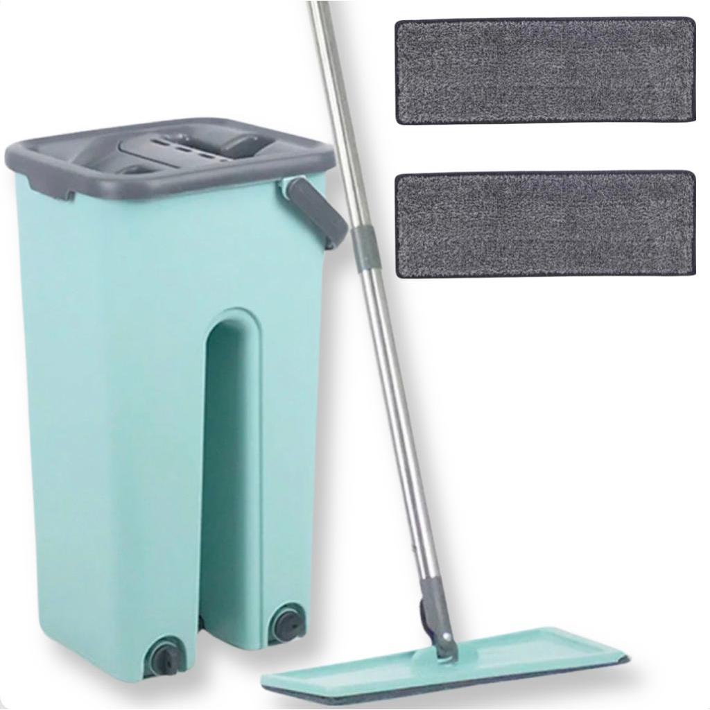 Rodo Flat Mop Esfregão Tira Pó Balde Lava Seca com 2 Refil ou Kit 2 Refil 123 Útil Limpeza Facil Porcelanato