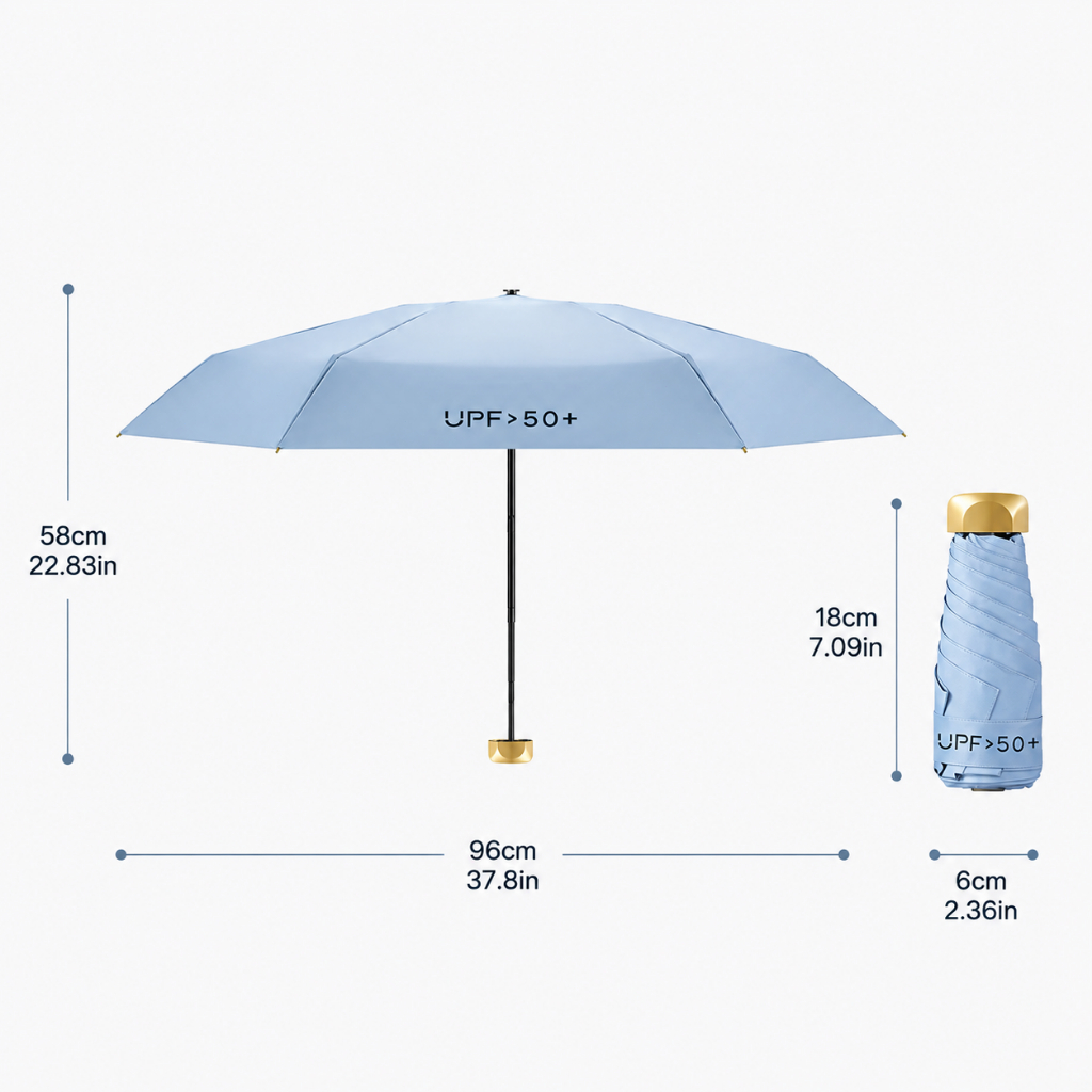Sombrinha Mini Guarda-Chuva De Bolsa Alumínio Dobrável UV UPF50+ Com Proteção Solar e Proteção Ultravioleta — imagem 2 de 2