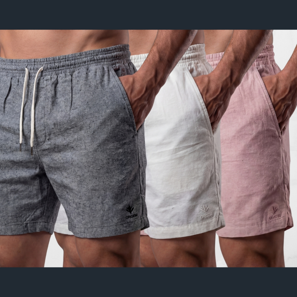 Kit 3 Bermudas Masculinas Linho Elastano Praiana Confortável Verão — GLS Atacado