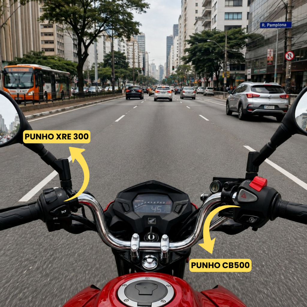 Kit Guidão Cargo Punho Luz Lampejador + Punho Partida Cb500 E Peso Pesinhos PCX 150 Manopla — imagem 2 de 2