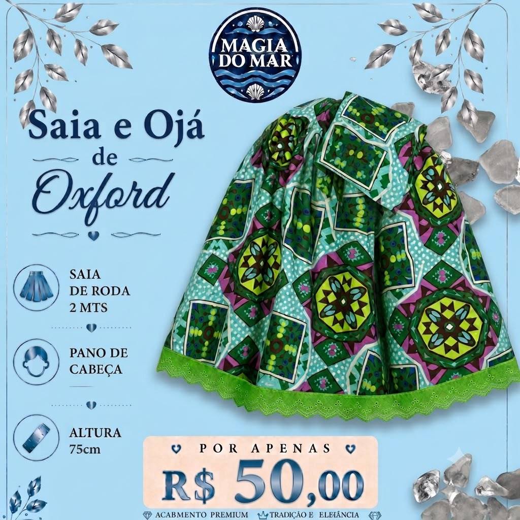 Conjunto Canelinha - Saia + Pano de Cabeça - 2 Metros - Umbanda/Candomblé