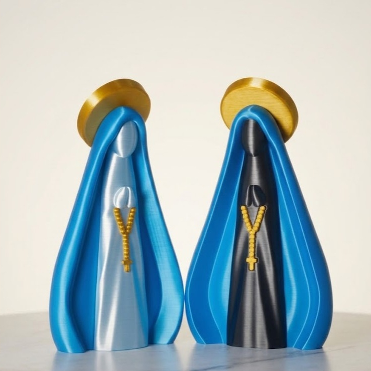 Imagem Nossa Senhora Aparecida Escultura Decorativa Branca Azul e Dourada Estátua Religiosa 10cm 15cm 20c