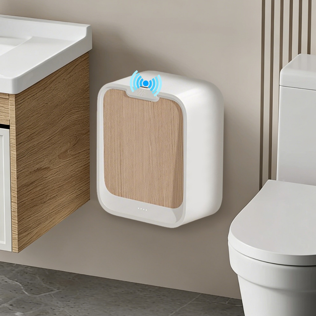 Lixeira Inteligente Parede Banheiro Automática Sensor Movimento Amadeirada Cozinha Suspensa