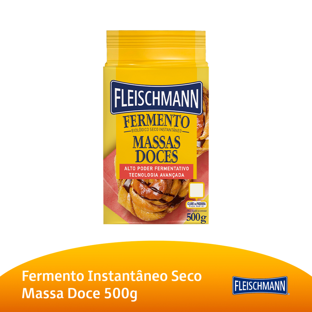 Fermento Biológico Fleischmann Seco Instantâneo para Pães e Massas Doces 500g