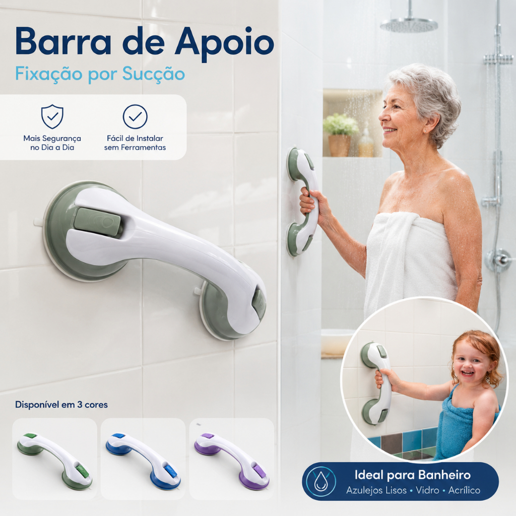 Barra de Apoio Alça de Segunça Portatil De Banheiro Para Idosos Deficientes