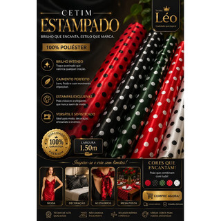 Tecido Cetim Estampado 100% Poliéster