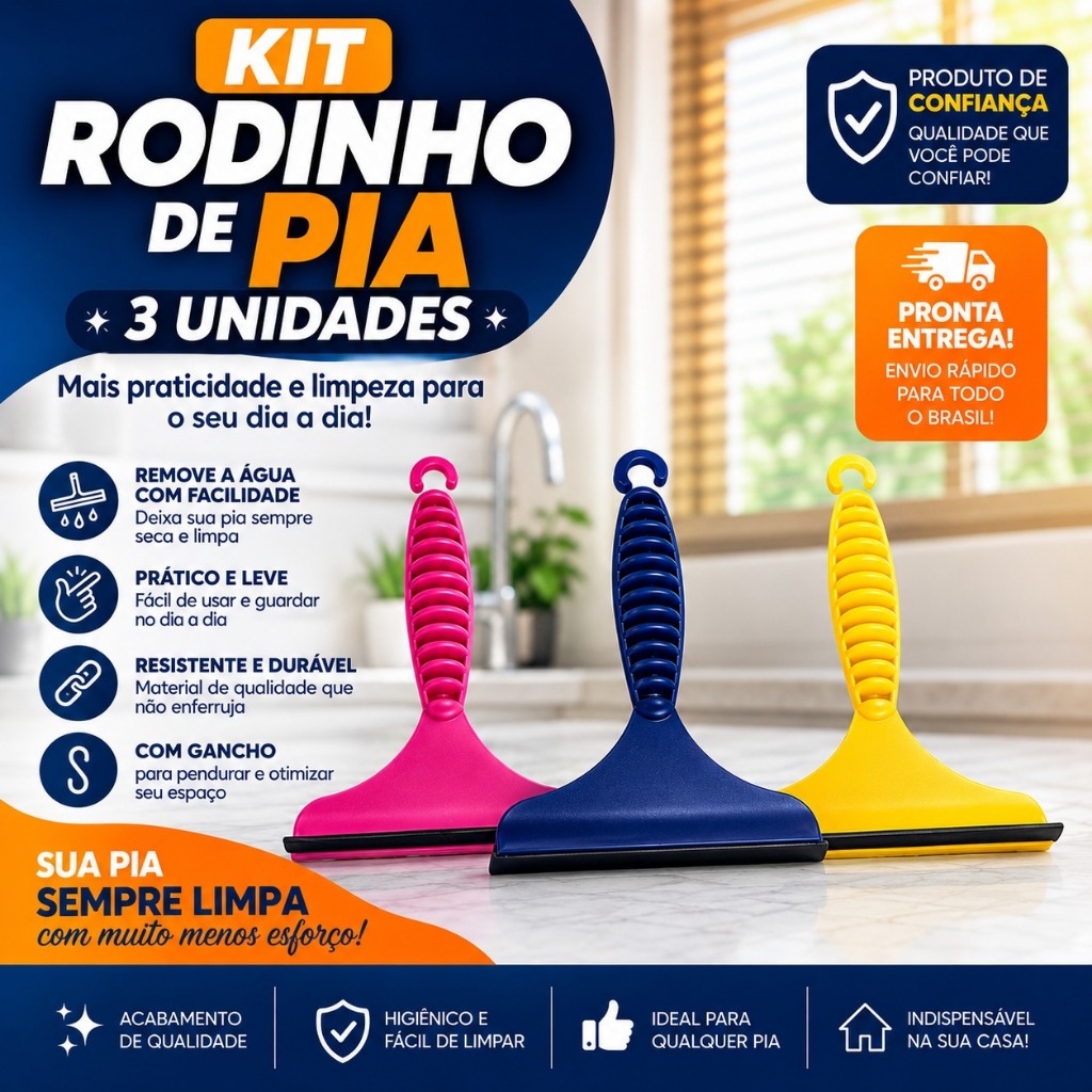 Rodinho de Pia Plástico EVA Compacto - Limpeza Rápida e Eficiente, Cores Sortidas — imagem 2 de 2