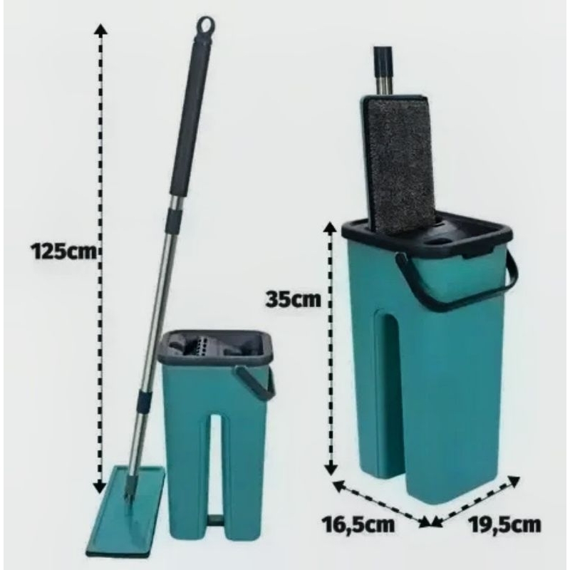Mop Flat Kit Completo - Limpeza Sem Esforço - Balde + 2 Refis