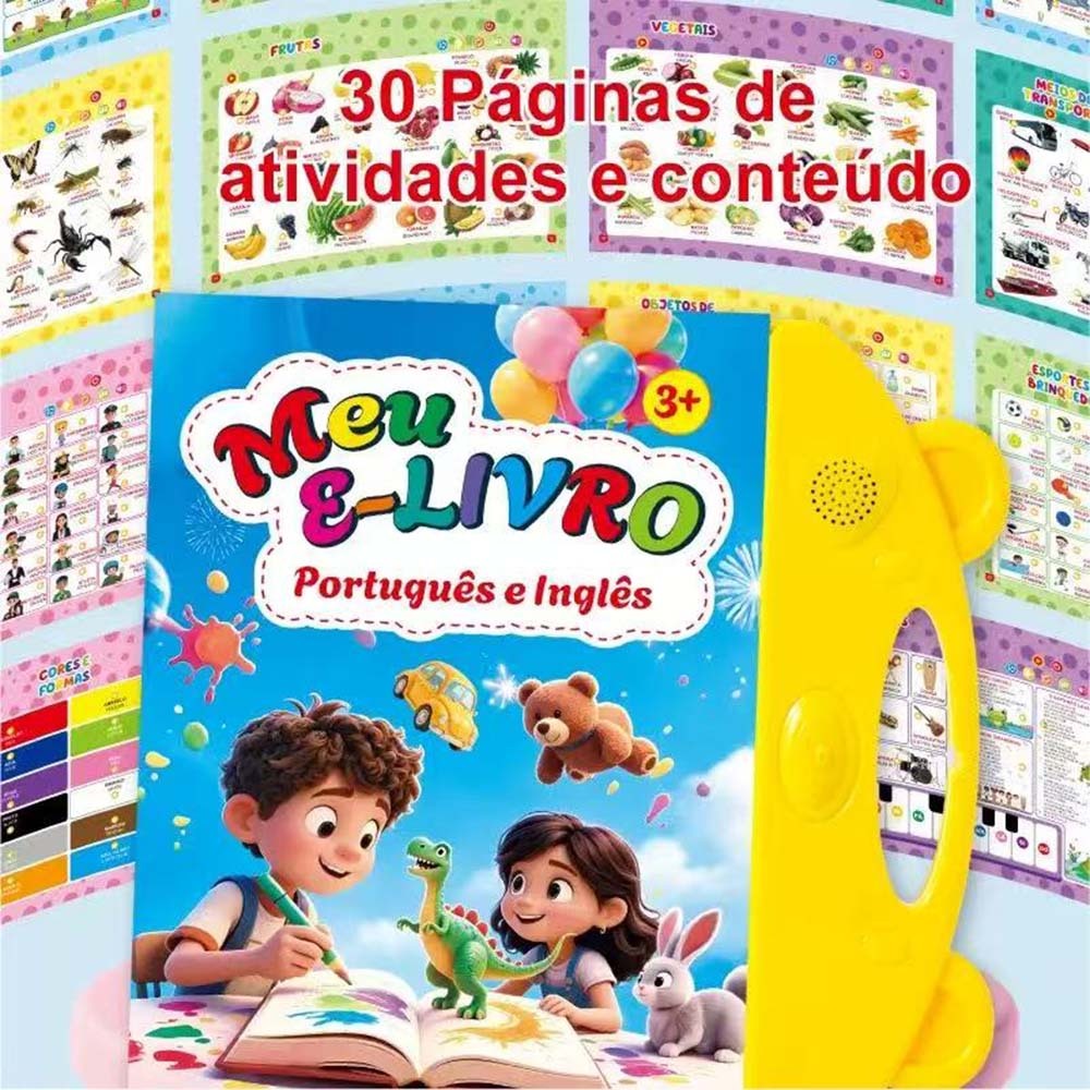 Livro Infantil Bilíngue Português Inglês Livro Interativo com Som Toque Inteligente Educativo Aprendizagem Crianças — imagem 2 de 2
