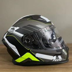 Capacete Fechado Moto Titânium Race Tech Volt Track Óculos Interno Fume Preto FF302 Fosco