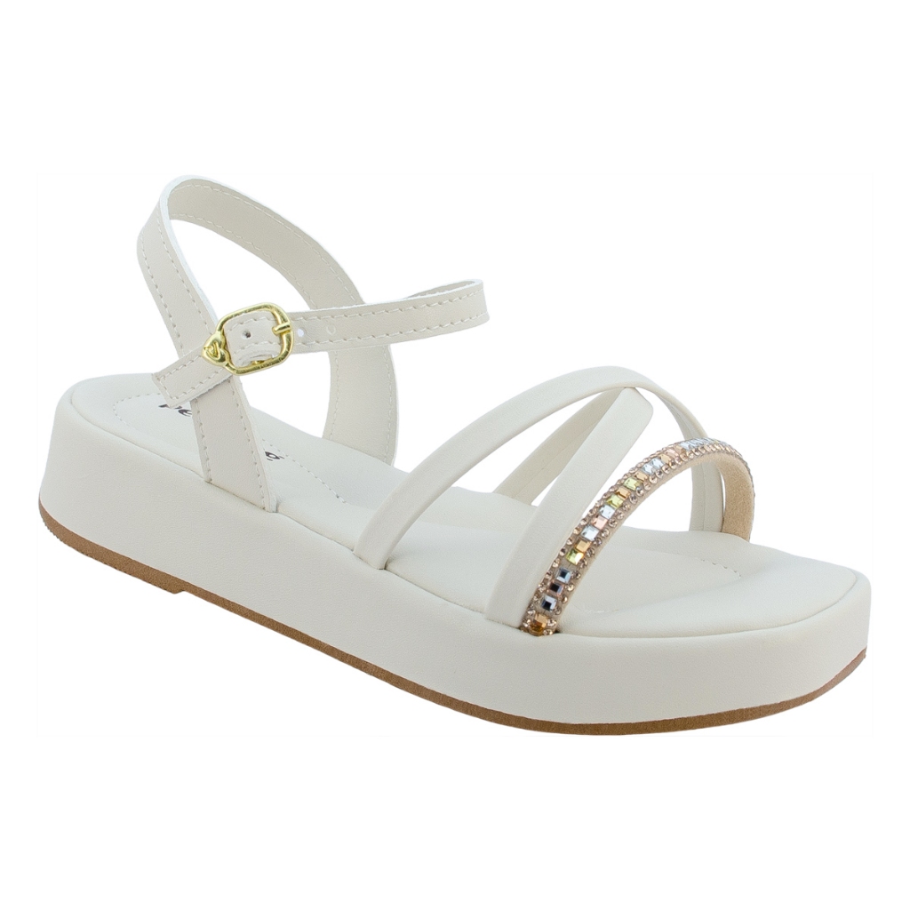 Sandália Infantil Menina Plataforma Agata Flat Fashion Pé com Pé