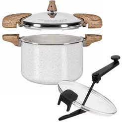 Panela de Pressão Brinox 5,4L Ceramic Life Pressure Indução Bege Com Tampa de Pipoqueira