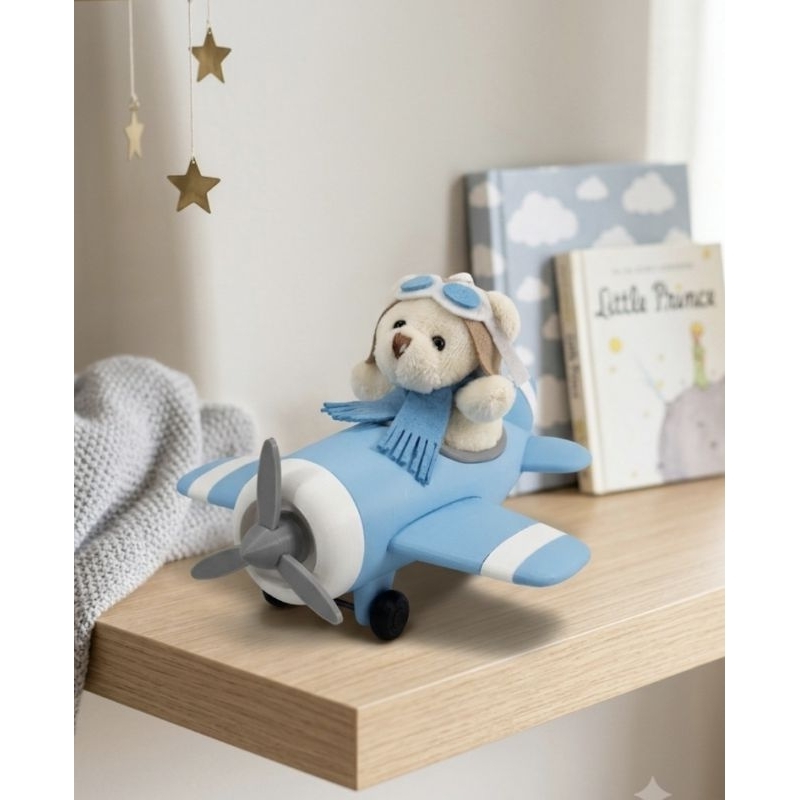 urso aviador + aviao decoração