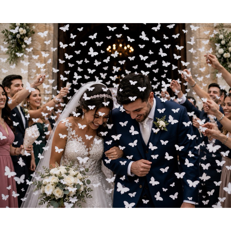 Chuva de Borboletas - Um Toque sofisticado para o Seu Casamento! ✨500 Borboletas uma chuva moderna para saída dos noivos