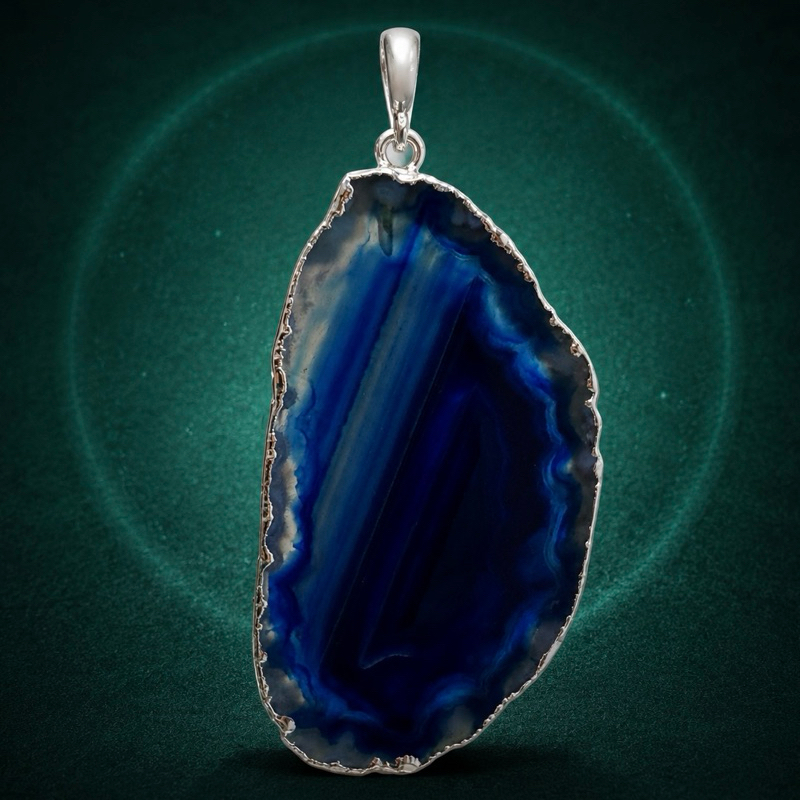 Pingente Pedra Ametista Azul Prata 925 Elegante