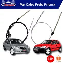 Par Cabo Freio de Mão Celta Prisma Traseiro 2000 A 2012 Reforçado Pontas forjadas