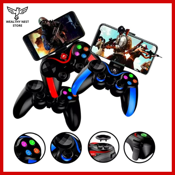 Controle Gamepad Bluetooth Sem Fio para Celular Android iOS com Suporte Ajustável