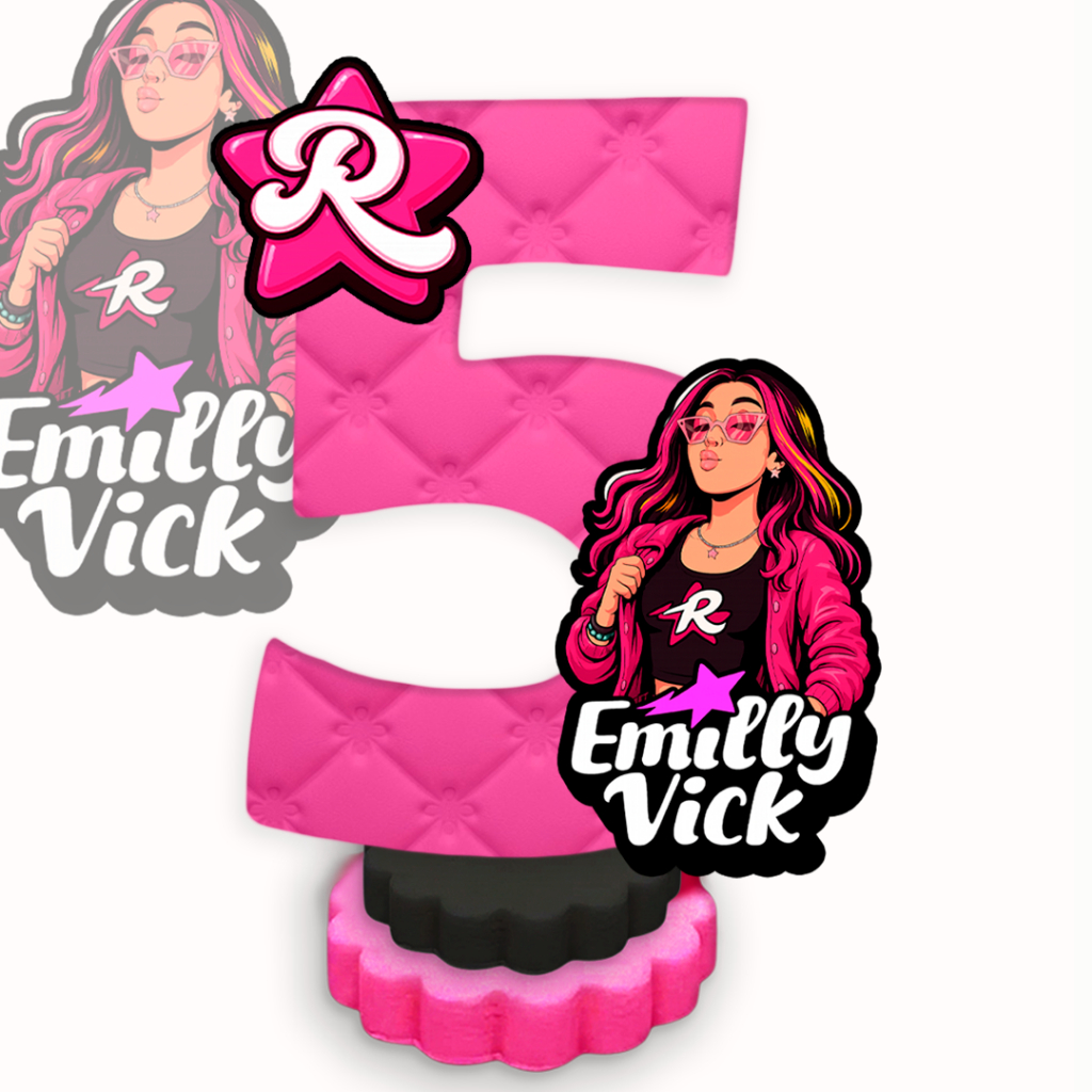 VELA EMILLY VICK DOS ROSA - Vela de Aniversário EMILLY VICK DOS ROSA - Topo de Bolo em Biscuit EMILLY VICK - (OFERTA)