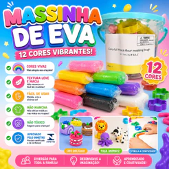 Massinha de 12 Cores Kit Infantil para Modelar Artesanato Criatividade Brinquedo Educativo