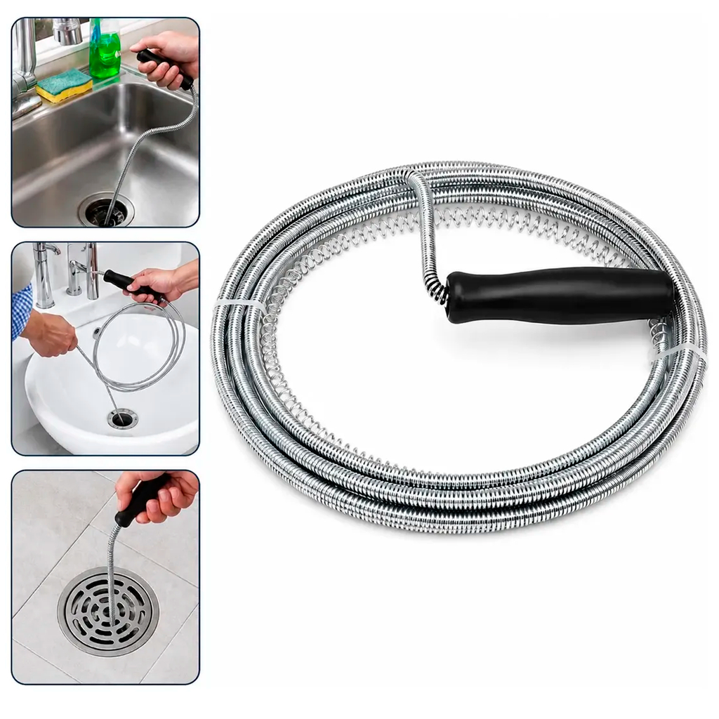 Desentupidor De Canos E Encanamentos Flexível 3 Metros Prático E Eficiente Pega Cabelo Muito Mais