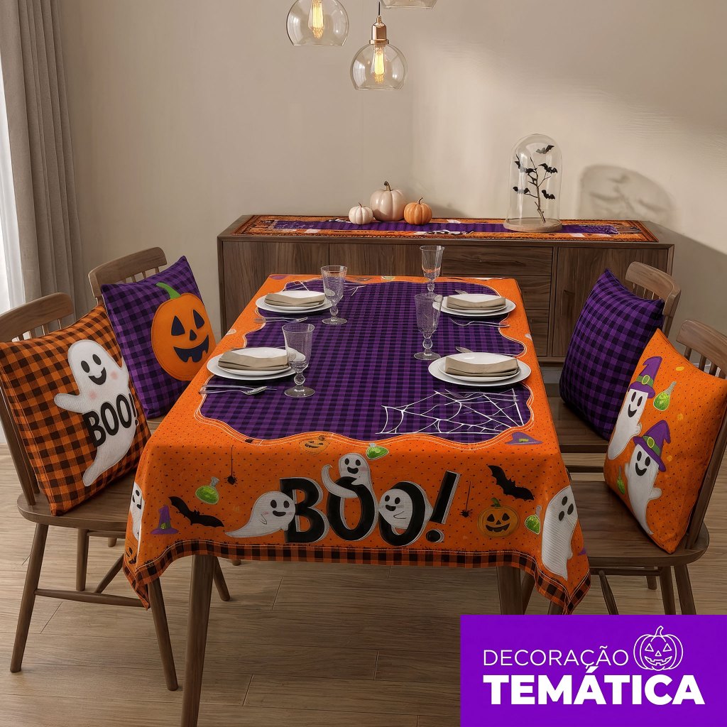 Decoração Halloween: Toalha de Mesa e Capa de Almofada Halloween Oxford Em Tecid