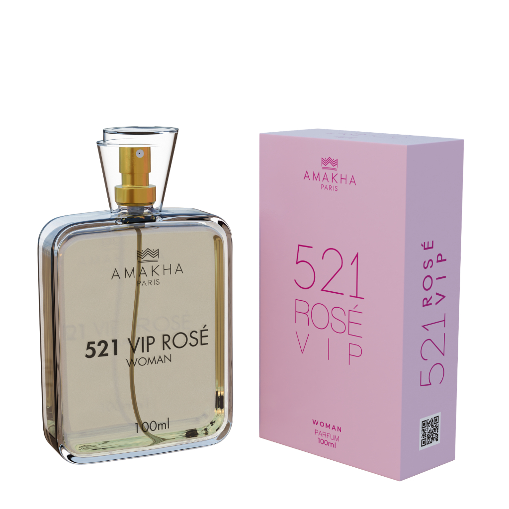 Perfume Feminino 521 Vip Rosé 100ml Amakha Paris - Floral Frutal Delicado - Insp