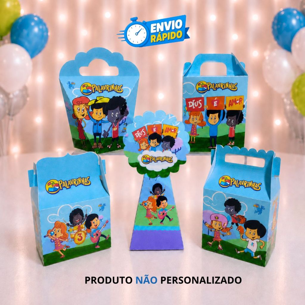 Kit Caixas 3 Palavrinhas - Kit festa -lembrancinha infantil - aniversário - caixinhas personalizadas - festa infatil