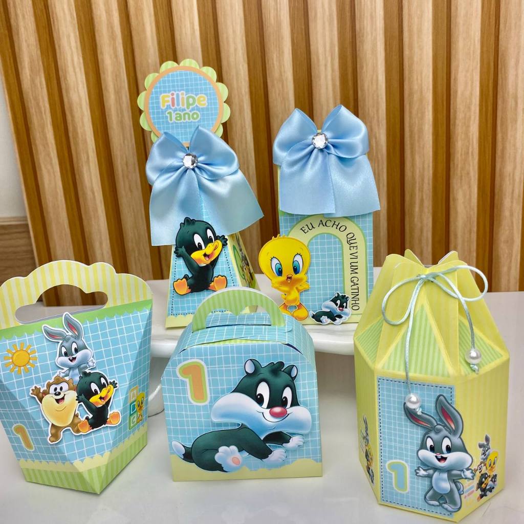 KIT LEMBRANCINHA LOONEY TUNES BABY PERSONALIZADO PEGUE E MONTE, LEMBRANCINHA DE ANIVERSÁRIO- PERSONALIZADO