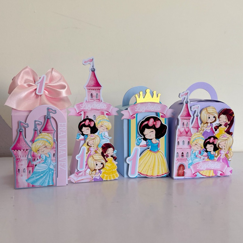 Kit 20 Caixinhas Personalizadas Princesas Cute | Lembrancinhas Festa Infantil com Nome e Idade