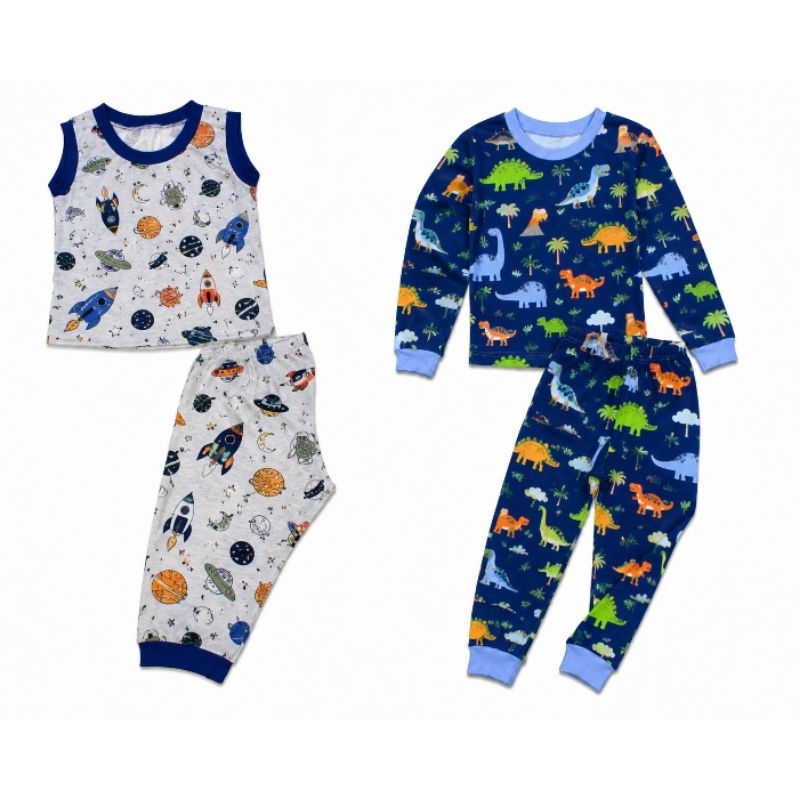 Kit 2 Pijamas Infantil Menino Conjunto Longo Algodão Confortável Estampado