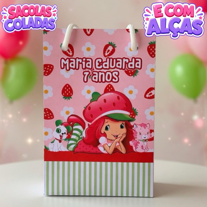 Sacolinha Moranguinho Personalizados/Lembrancinha de Festa/Aniversário/Lembrancinha Festa Infantil