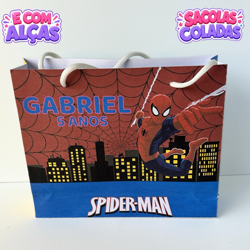 Sacola G Homem Aranha Personalizados/ Lembrancinha de Festa/Aniversário/Lembrancinha Festa Infantil