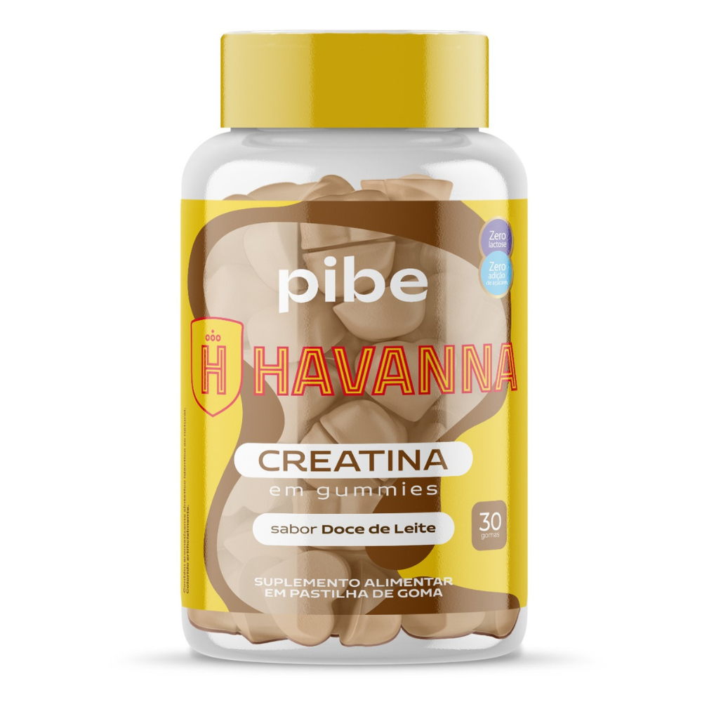 Creatina em Goma Gummy Havanna 3g Zero Açúcar 30 Gomas Sabor Doce de Leite Pibe