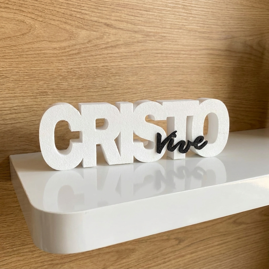 Enfeite Decorativo CRISTO VIVE | Decoração Religiosa Cristã para Casa, Sala, Quarto, Aparador e Estante | Presente Fé