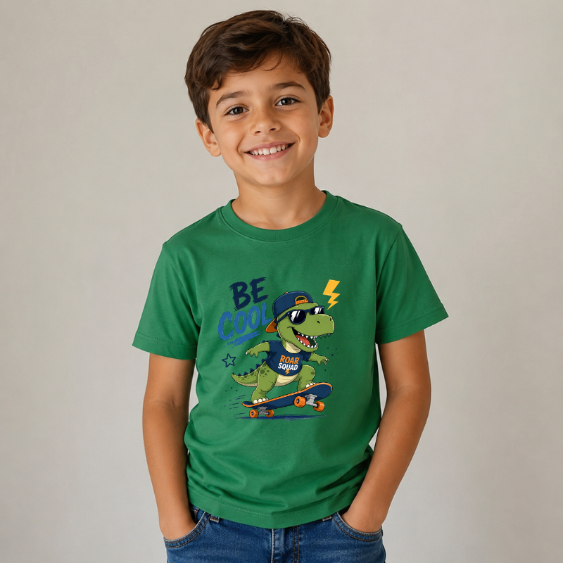Camiseta Masculina Infantil Estampa Dinossauro Skate Alta Qualidade