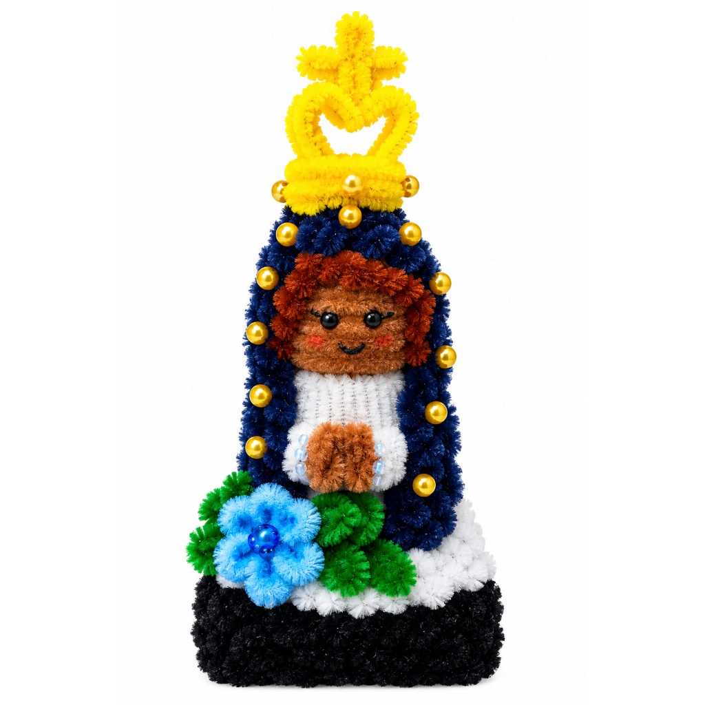 Nossa Senhora Aparecida, imagem artesanal, decoração religiosa, artesanato em chenille, presente católico, mini santa, e