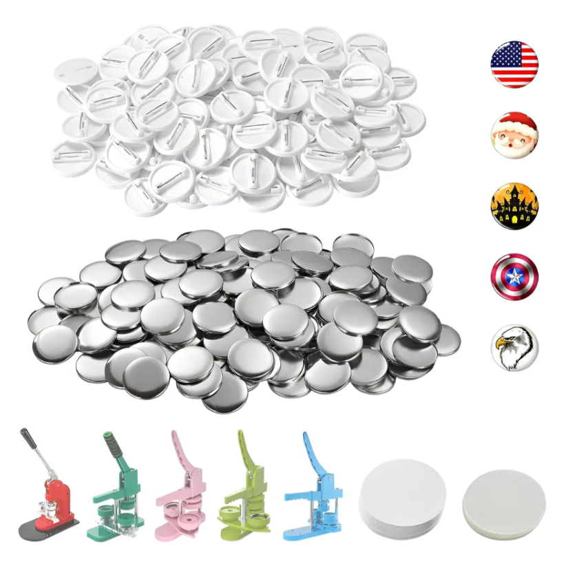 58mm Branco Pins E Bottons 100 Kits Para Máquina De Button