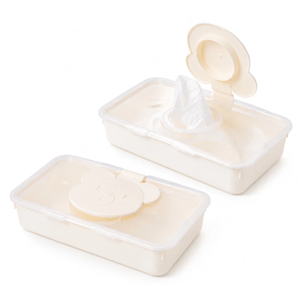 Porta Lenços Umedecidos Ursinho Bege Porta Lencinhos Bebê Organização Bolsa Maternidade Higiene Plastico Plasútil