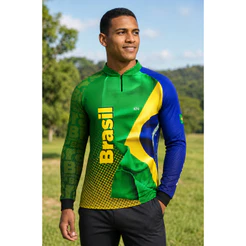 Camiseta Pesca Patriota Brasil DRY SOFT Masculina Proteção Solar UV50