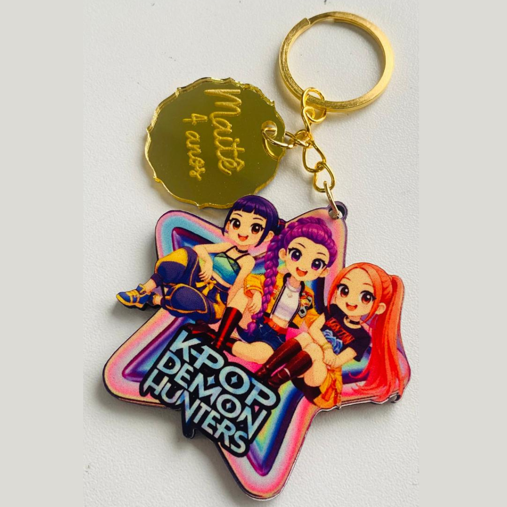 Guerreiras do Kpop - Chaveiro Personalizado MDF brilhoso Lembrancinha infantil Aniversário
