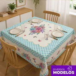 Toalha de Mesa Quadrada 4 Lugares Oxford Em Tecido 1,40x1,40m - Diversos Modelos
