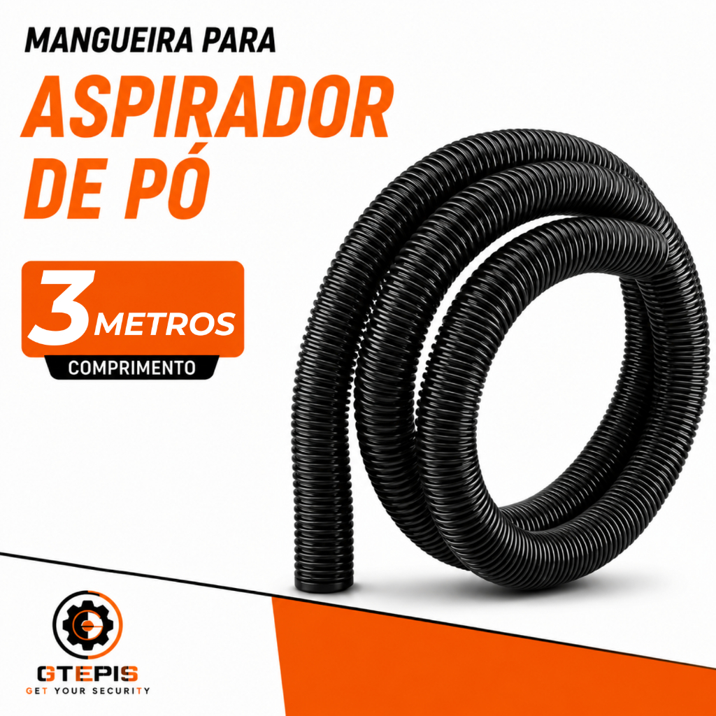 3 Metros Mangueira Aspirador Preta Electrolux Wap Karcher 32mm